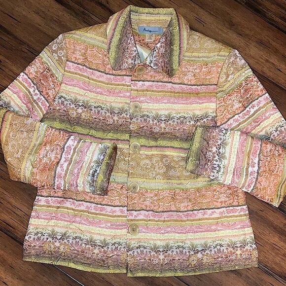 Vintage Analogy Size Petite Medium Boho Button Down Jacket - Picture 1 of 2